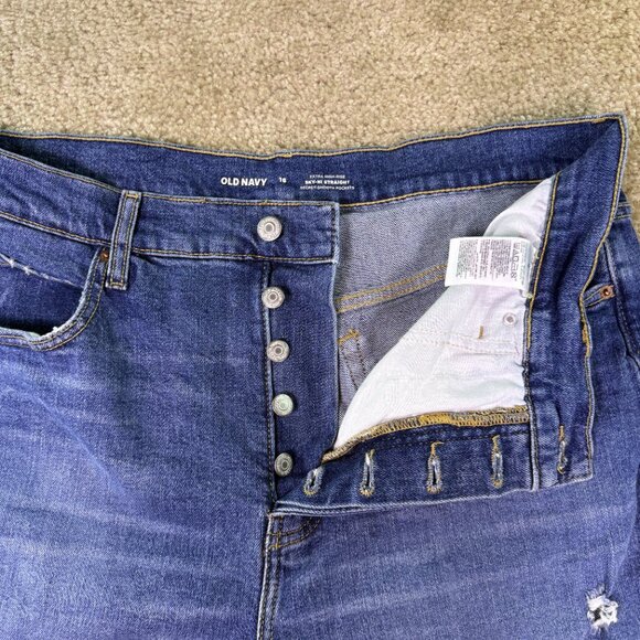 OLD NAVY Womens Extra High Rise Sky Hi Straight Blue Jeans Size 16 36x27 E625 - Picture 3 of 14